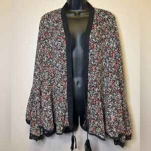 Free People Boho Floral Bell Sleeve Lola Kimono Cardigan Sz S
